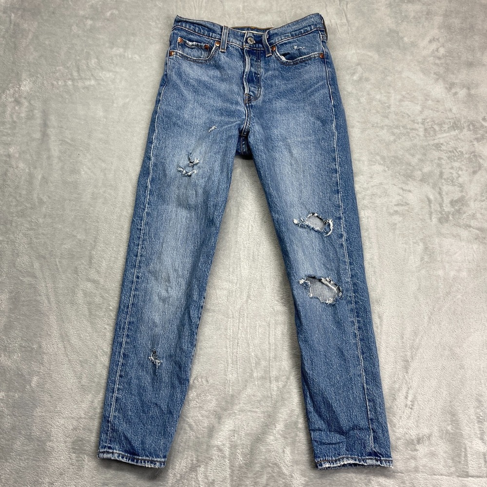 Levi's Wedgie Jeans Womens 26 (27x27) Blue Denim Premium Distressed Slim